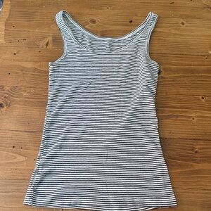 LOFT Black and White Striped Tank Top